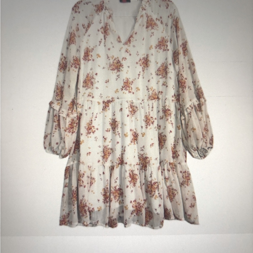 Vince Camuto White and Pink Long Sleeve Sundress